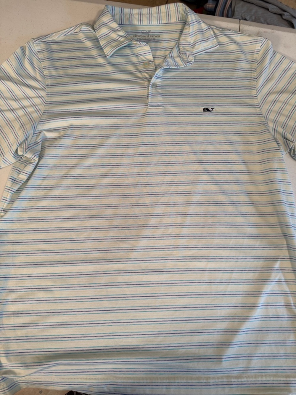 Vineyard Vines Pastel Blue and White Striped Polo